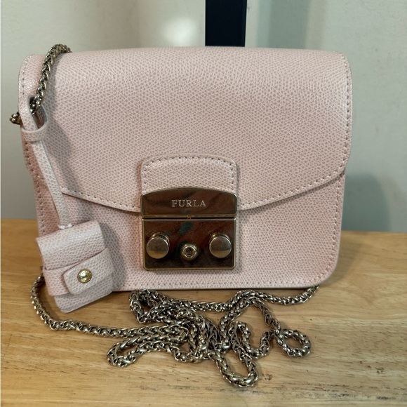 Furla Handbags - Furla Light Pink Bella Mini Leather Crossbody